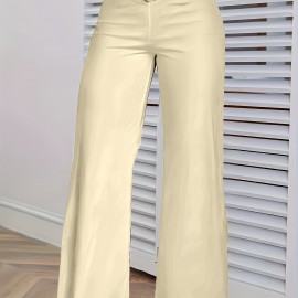 Cross Waist Wide Leg Pants, Casual Loose Mesh Stitching Pants, Women's Clothing Cross Waist Wide Leg Pants, Casual Loose Mesh Stitching Pants, Women's Clothing