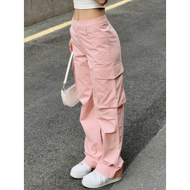 Flap Pockets Cargo Pants, Y2K Pants For Spring & Summer, Women's Clothing Flap Pockets Cargo Pants, Y2K Pants For Spring & Summer, Women's Clothing