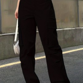 Flap Pockets Cargo Pants, Y2K Pants For Spring & Summer, Women's Clothing Flap Pockets Cargo Pants, Y2K Pants For Spring & Summer, Women's Clothing